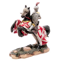 Figurine chevalier croisé et destrier