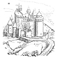 Gravure du chateau de Bonaguil par un collaborateur de Viollet-le-Duc